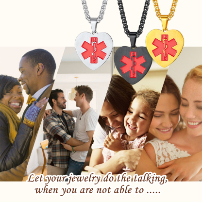 Custom Engraved Medical ID Medical Alert Necklace  gift