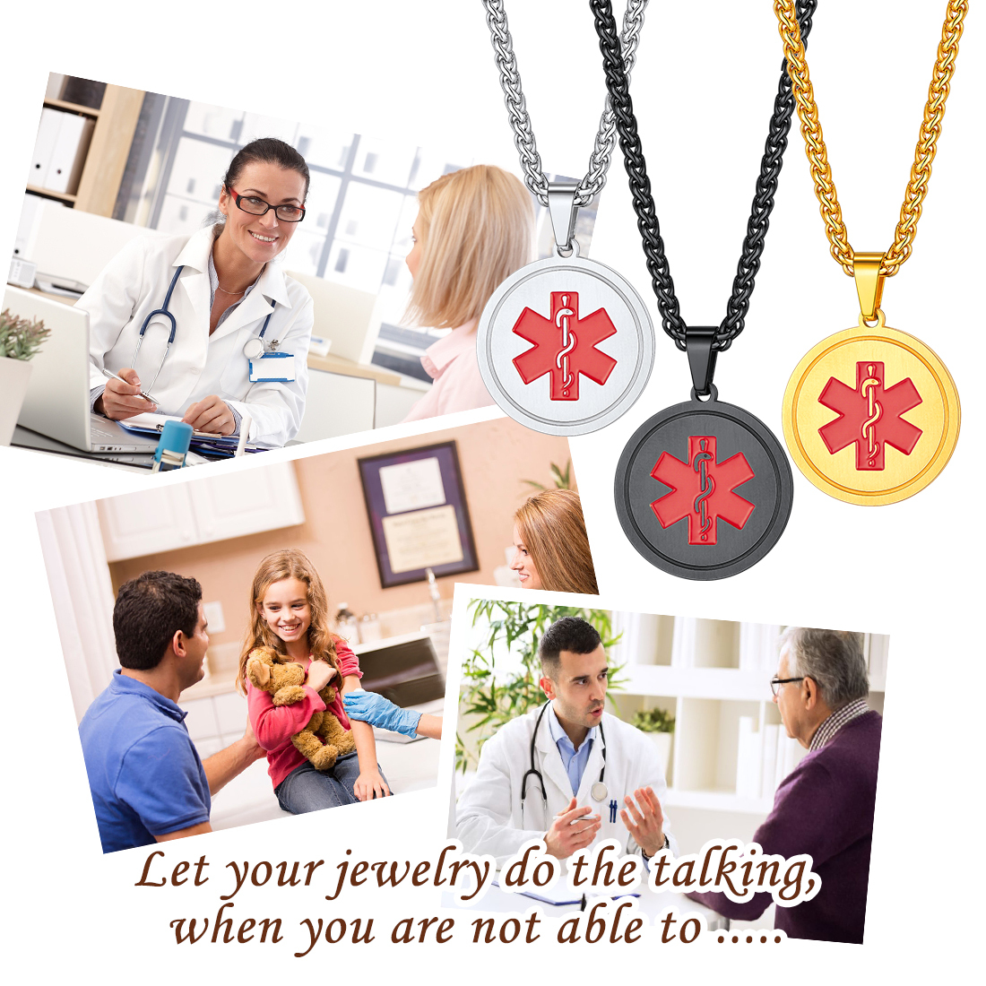 Personalized Engraved Medical ID Medical Alert Necklace gift