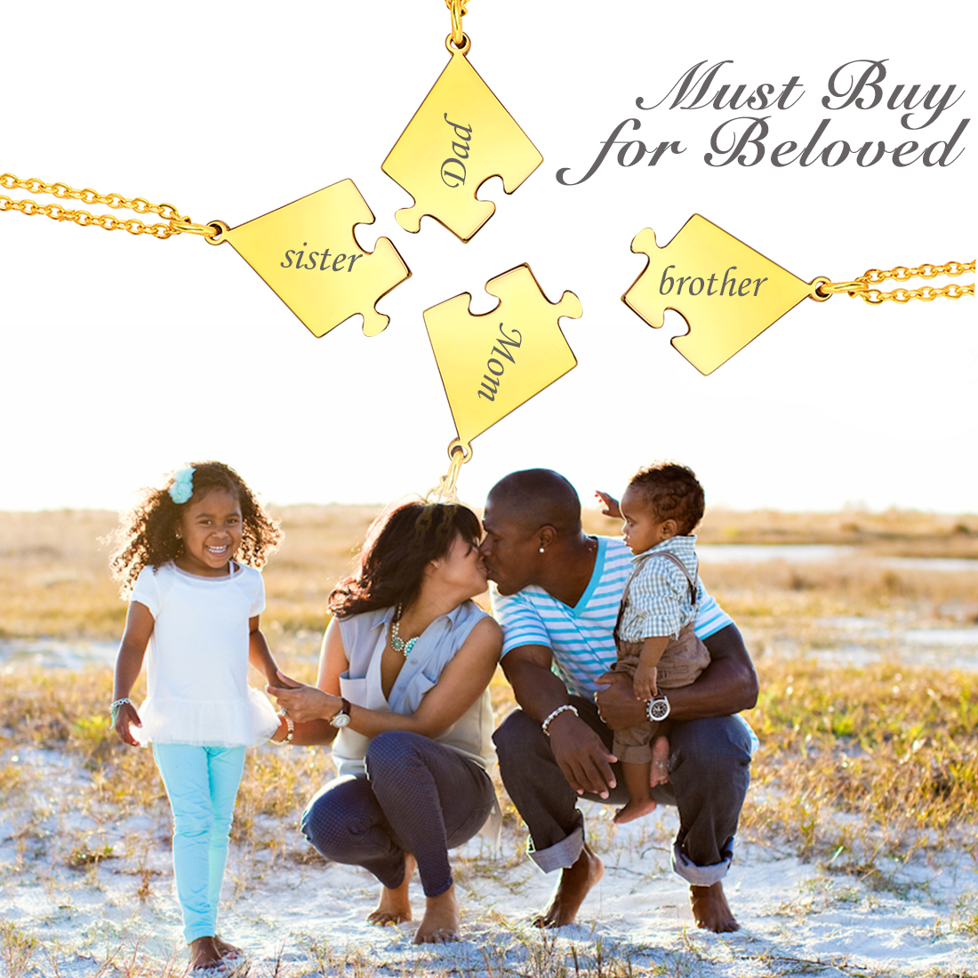 Name Engraved Puzzle Necklaces for Friend/ Family