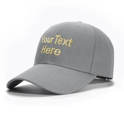 Custom grey Hat Baseball Cap with Embroidery with Text