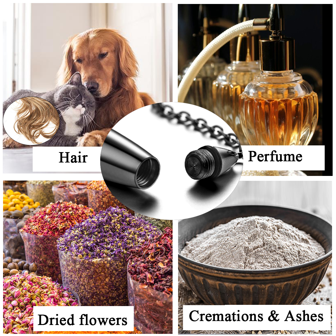 Personalized Engraved Cremation Urn Necklace for Ashes 