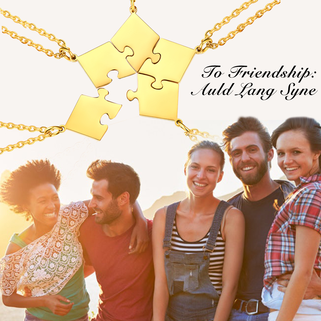 Personalized Name Puzzle Stitching Necklace for Friends