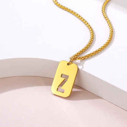 Customizable Military Dog Tag Initial Necklace Z Gold