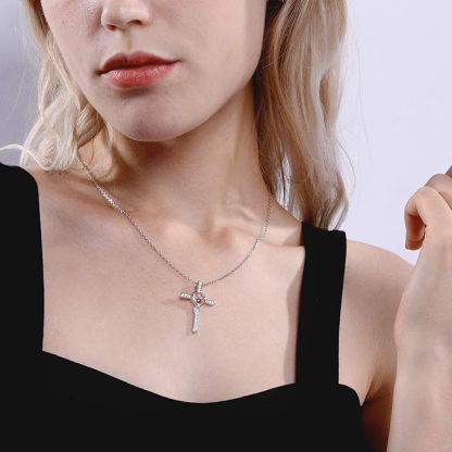 Birthstone Infinity Cross Pendant Necklace for Women model 