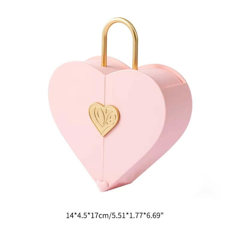 Concentric Lock Love Heart Pink Jewelry Box detail