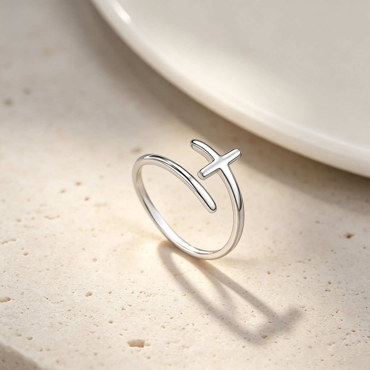 S925 Sterling Silver Infinity Cross Ring