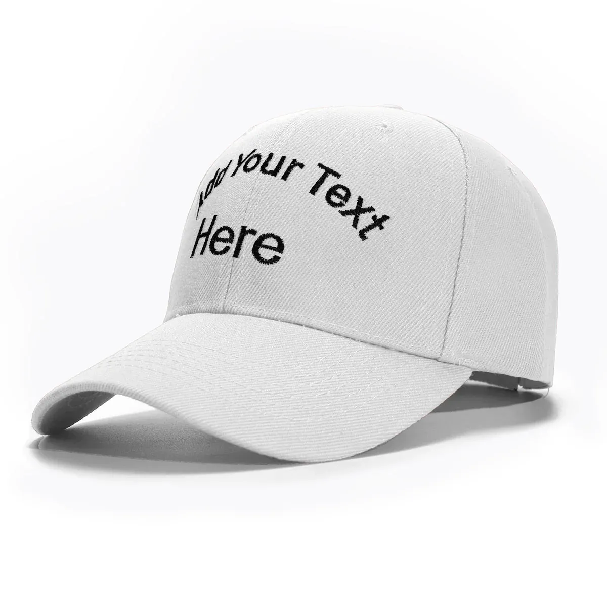Custom white Hat Baseball Cap with Embroidery with Curved Text