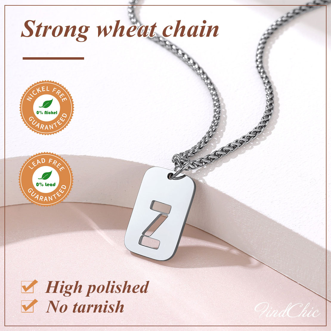 Customizable Military Dog Tag Initial Necklace with Free Engraving