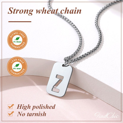 Customizable Military Dog Tag Initial Necklace with Free Engraving