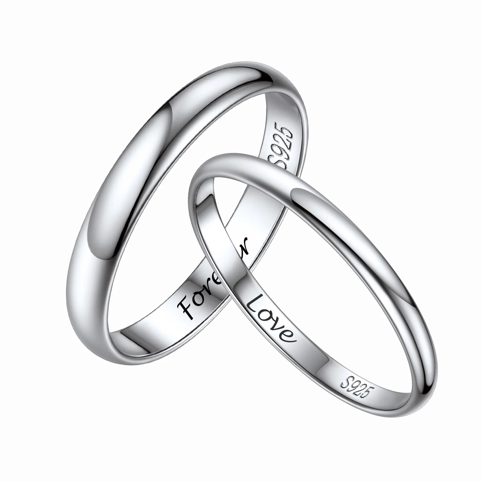 Personalized Sterling Silver Band Ring for Couple