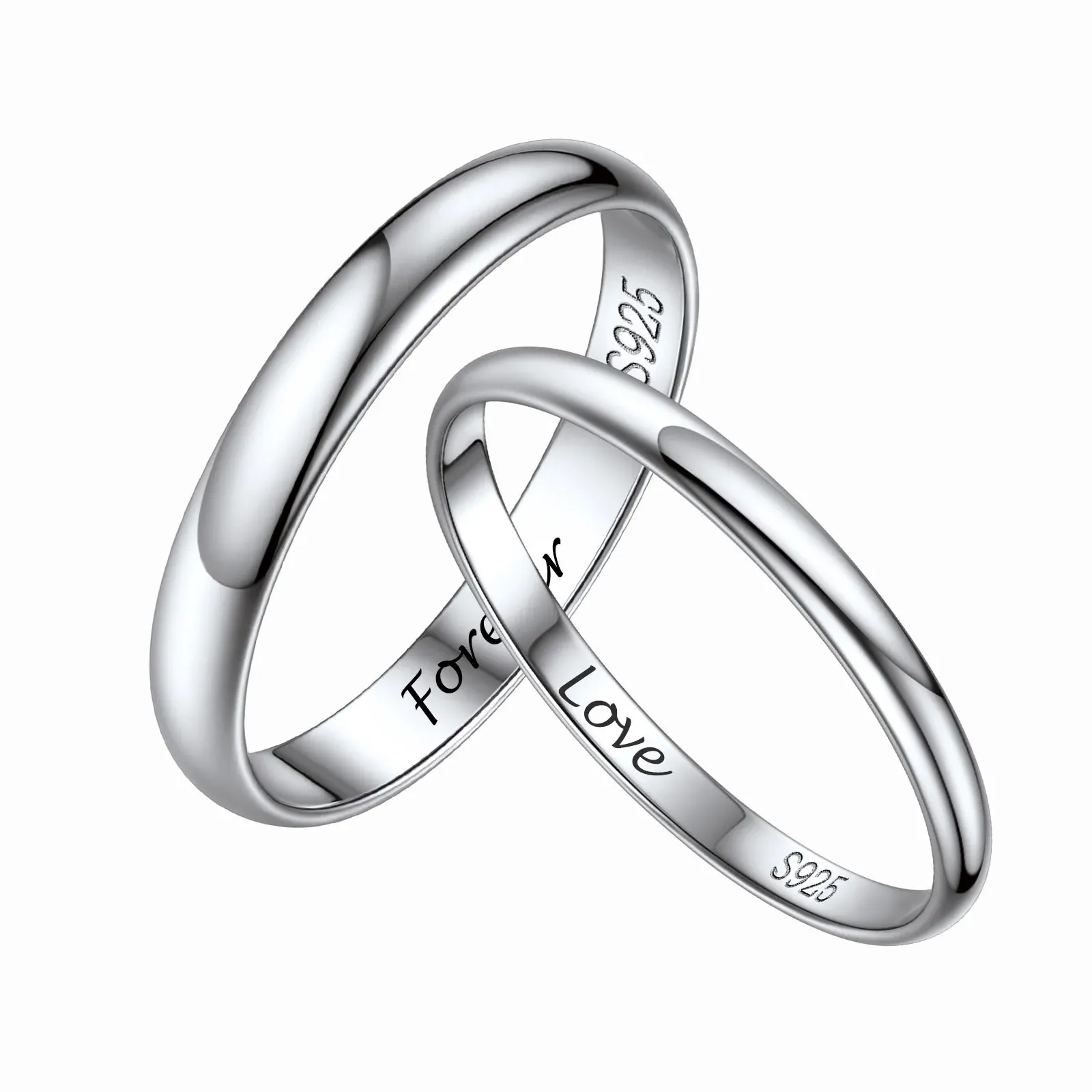 Personalized Sterling Silver Band Ring for Couple