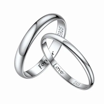Personalized Sterling Silver Band Ring for Couple