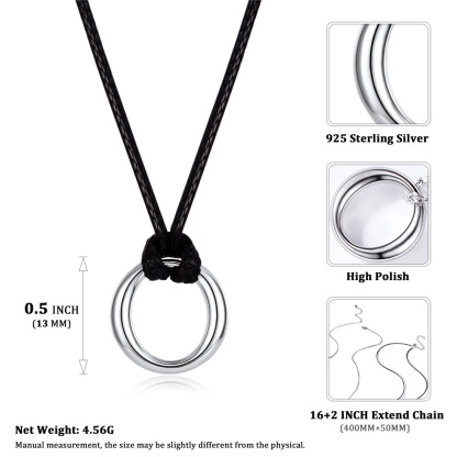 925 Sterling Silver Double Circle Pendant Necklace size