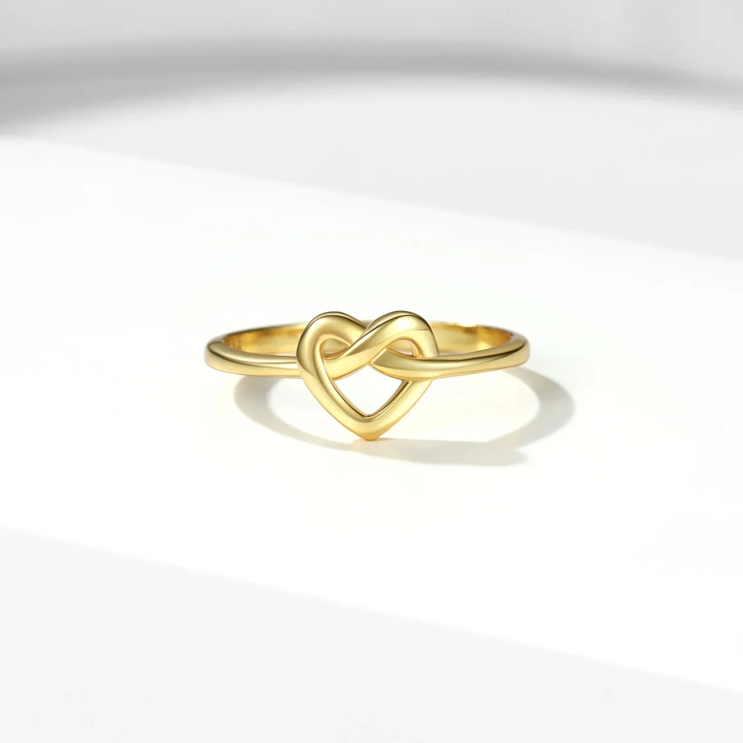 925 Sterling Silver Heart Love Knot Ring gold