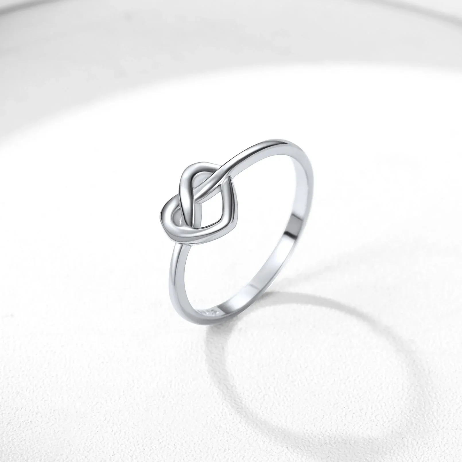 925 Sterling Silver Heart Love Knot Ring silver