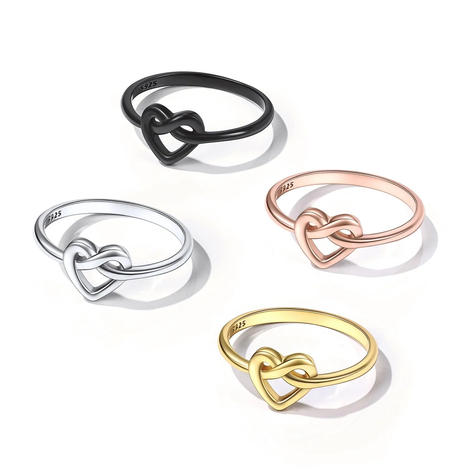 925 Sterling Silver Heart Love Knot Ring