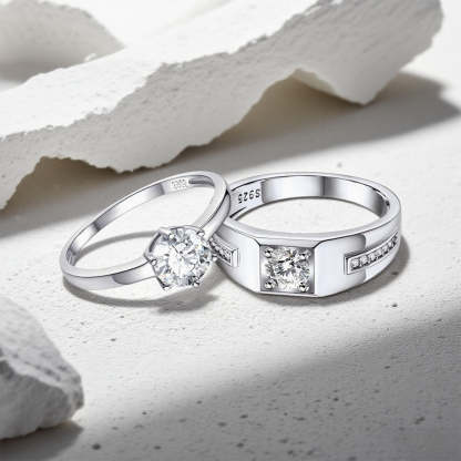 925 Sterling Silver Promise Rings for Couple Valentine's Gift for Girlfriend