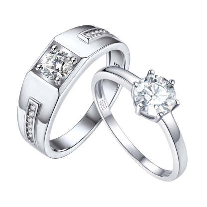 925 Sterling Silver Promise Rings for Couple with CZ Valentine's Gift