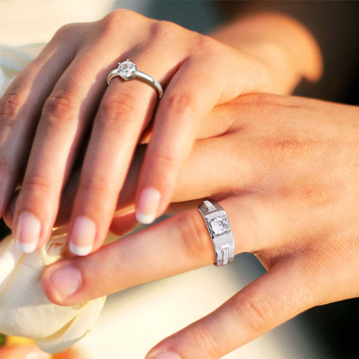 925 Sterling Silver Promise Rings for Couple Valentine's Gift