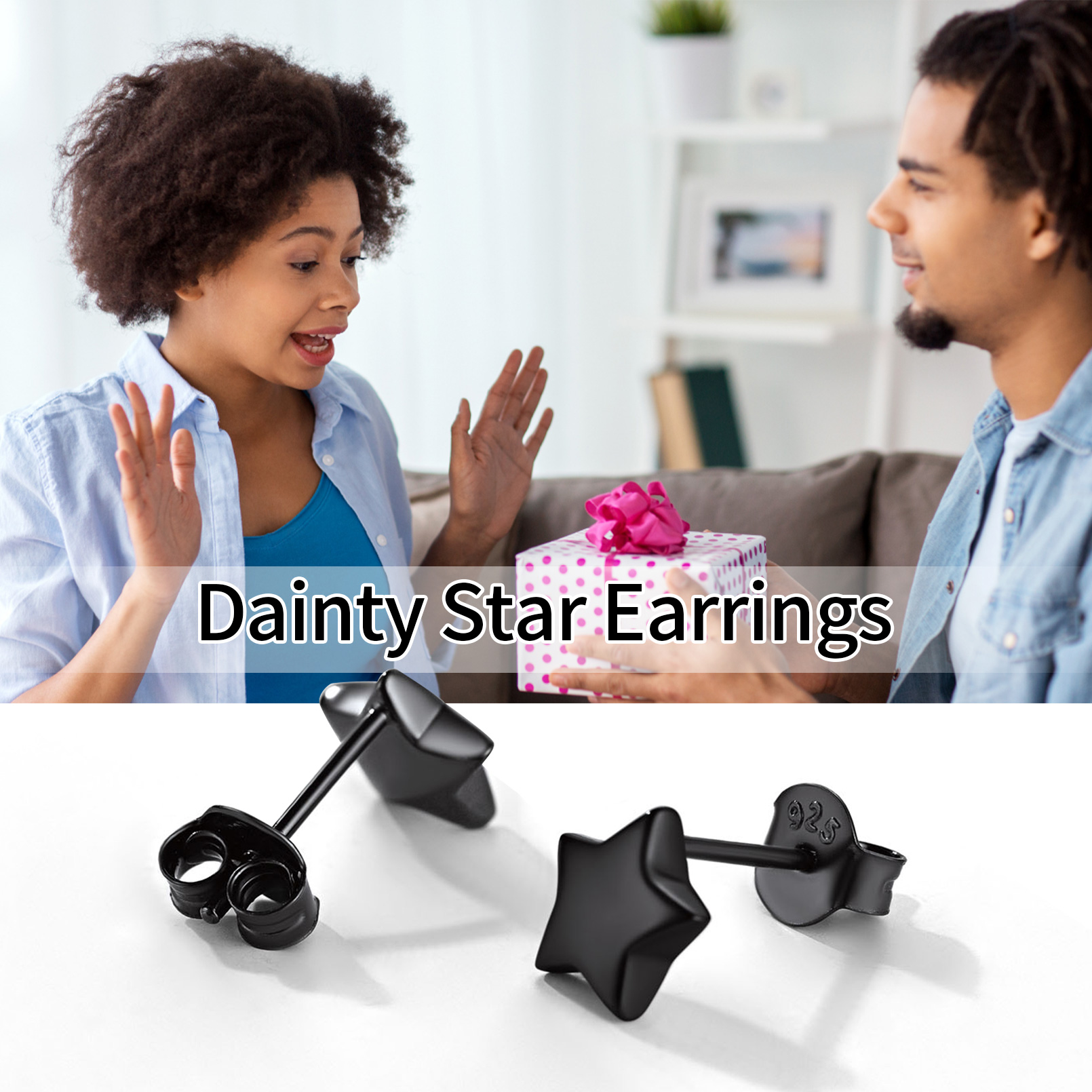 925 sterling silver star studs