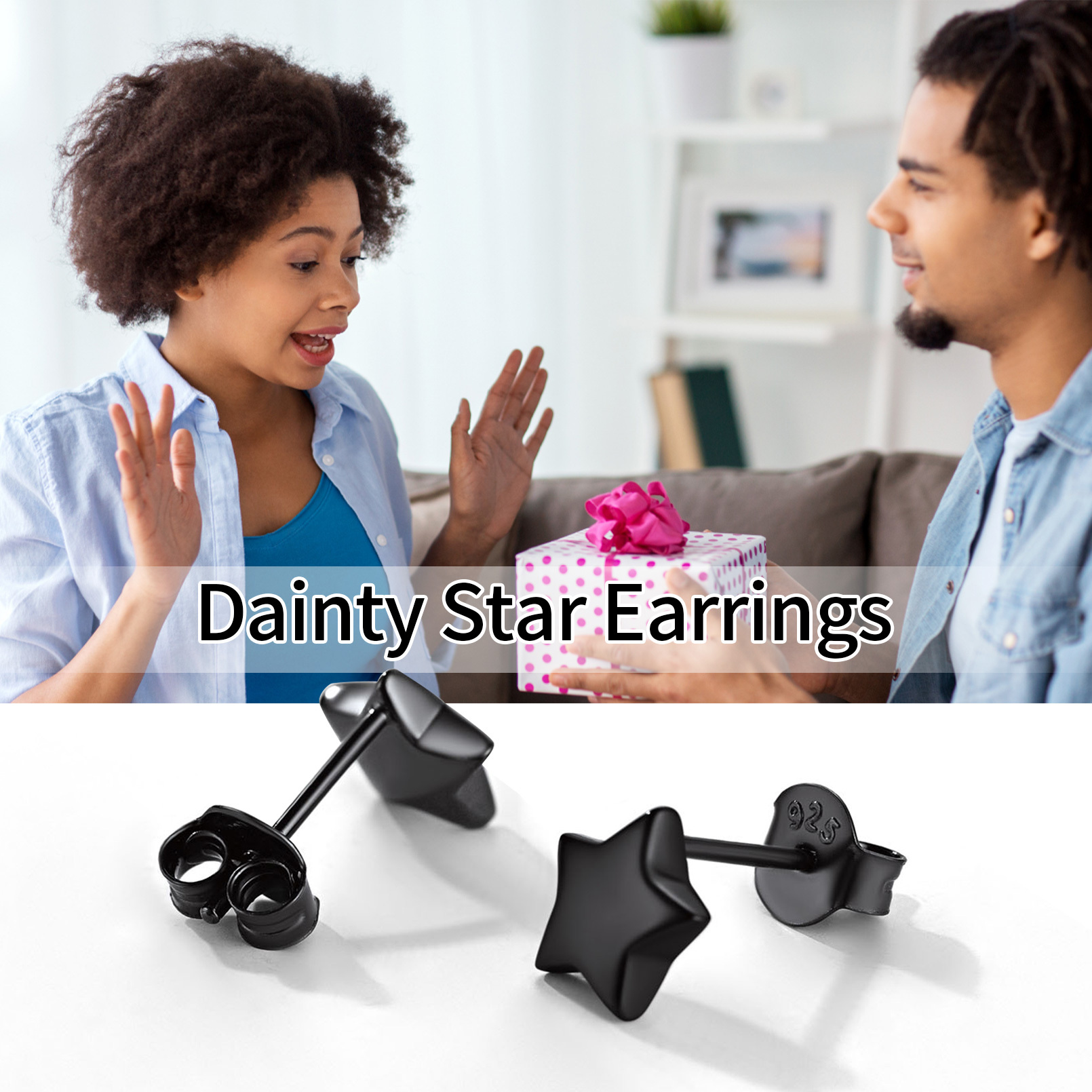925 sterling silver star studs