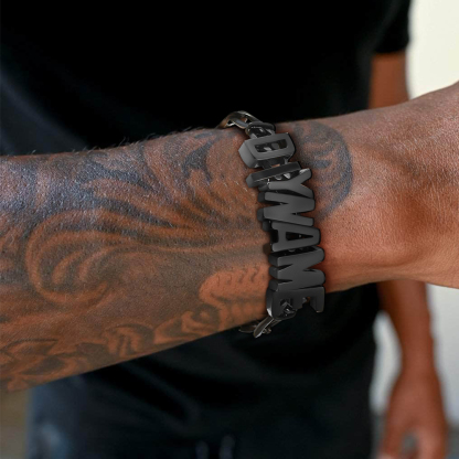 9MM Custom Figaro Link Name Bracelet for Men Husband