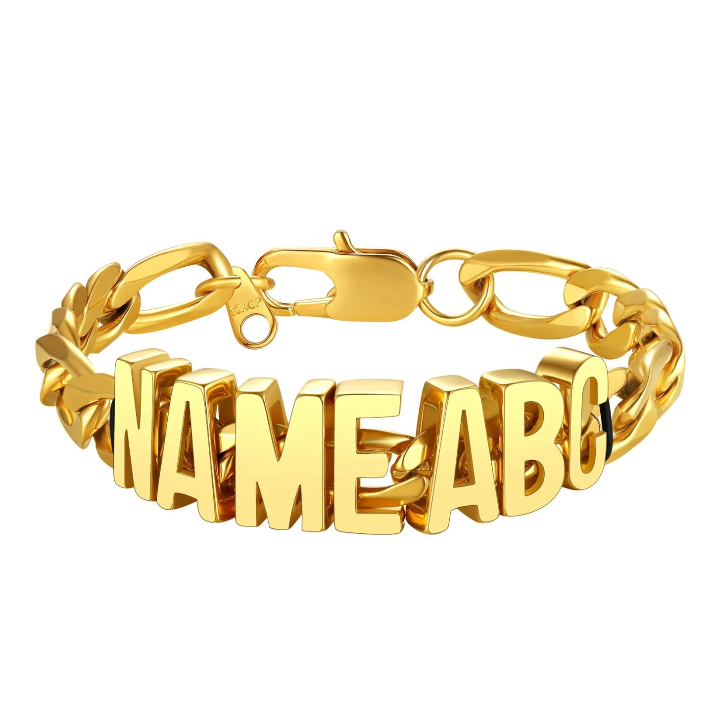 9MM Custom Figaro Link Name Gold Bracelet for Men