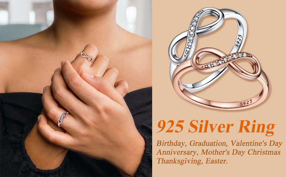  925 Sterling Silver Infinity Ring