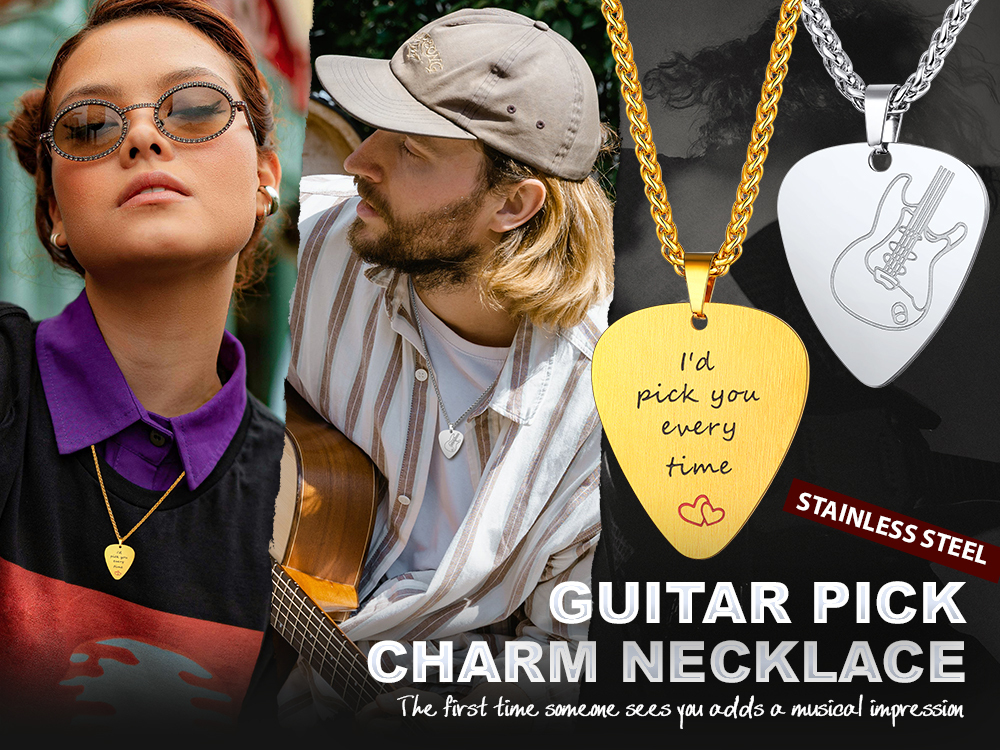 Custom Guitar Pick Pendant Necklace for Music Lovers engraved