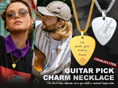 Custom Guitar Pick Pendant Necklace for Music Lovers engraved