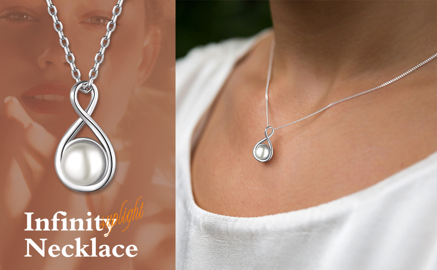 Sterling Silver Infinity Pearl Necklaces for Women scene