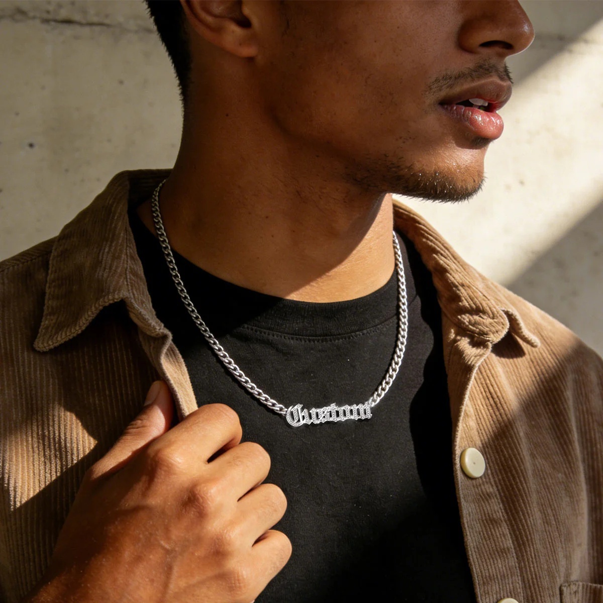 Custom CZ Nameplated Cuban Chain Necklace for men