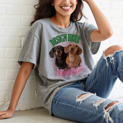 A Woman Wearing Personalized Photo and Text T-Shirts for Women Men