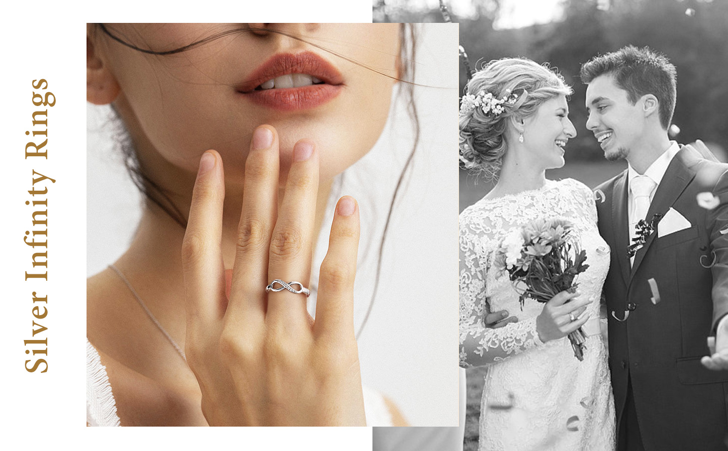 Infinity Engraved Silver Promise Rings For Women