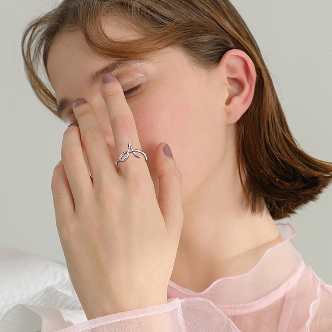 Sterling Silver Statement Initial Adjustable Letter Ring