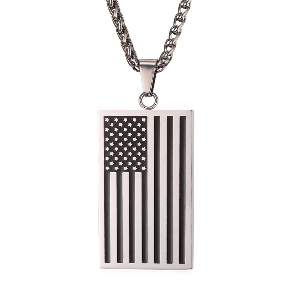 American Flag Dog Tag Pendant Nekclace For Men