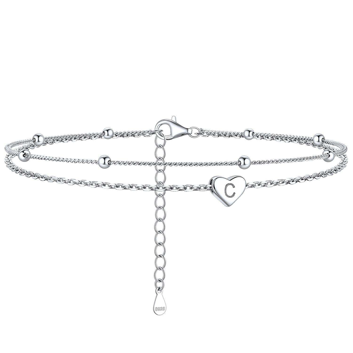 Anklet With Heart Letter C