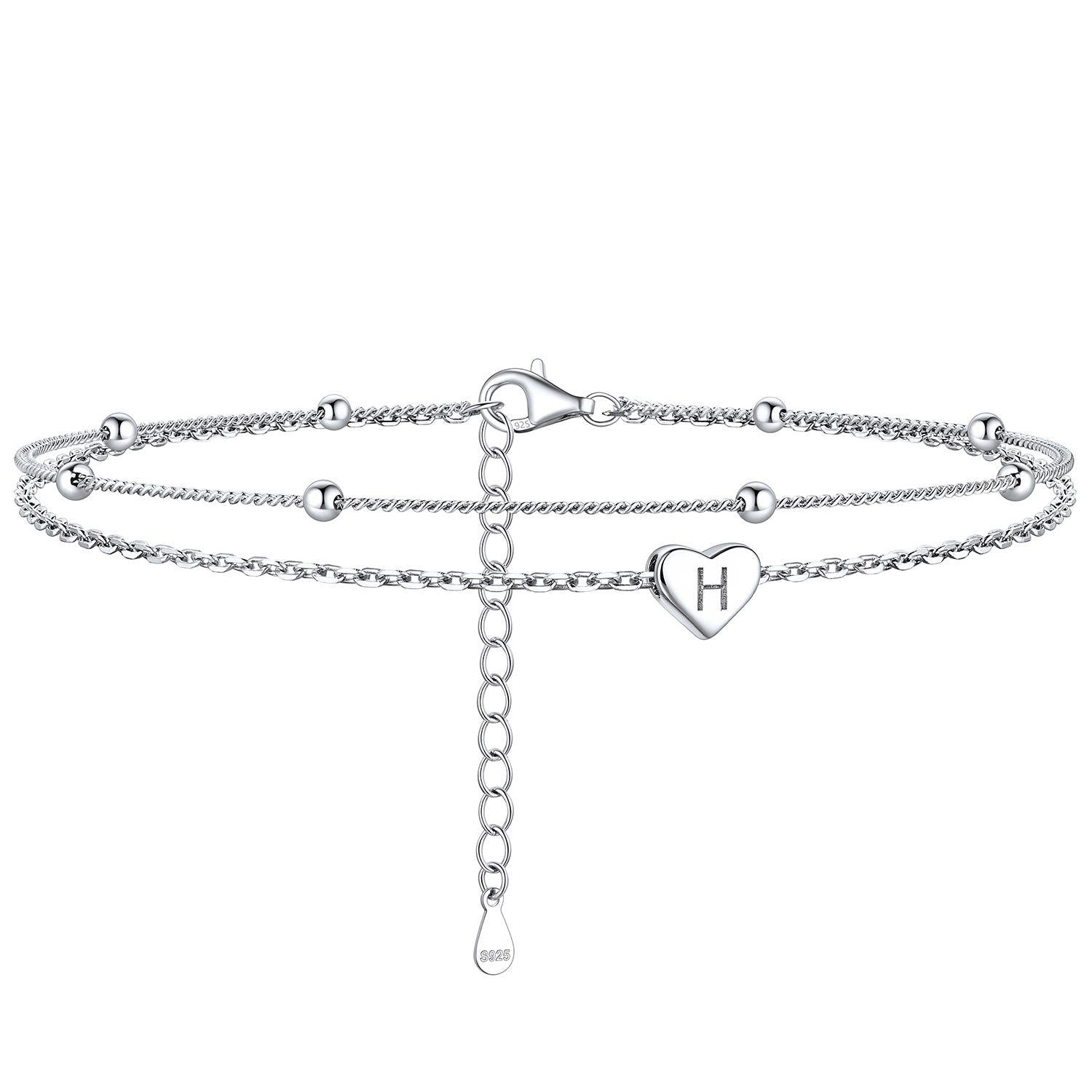 Anklet With Heart Letter H