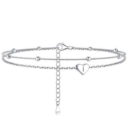 Anklet With Heart Letter I