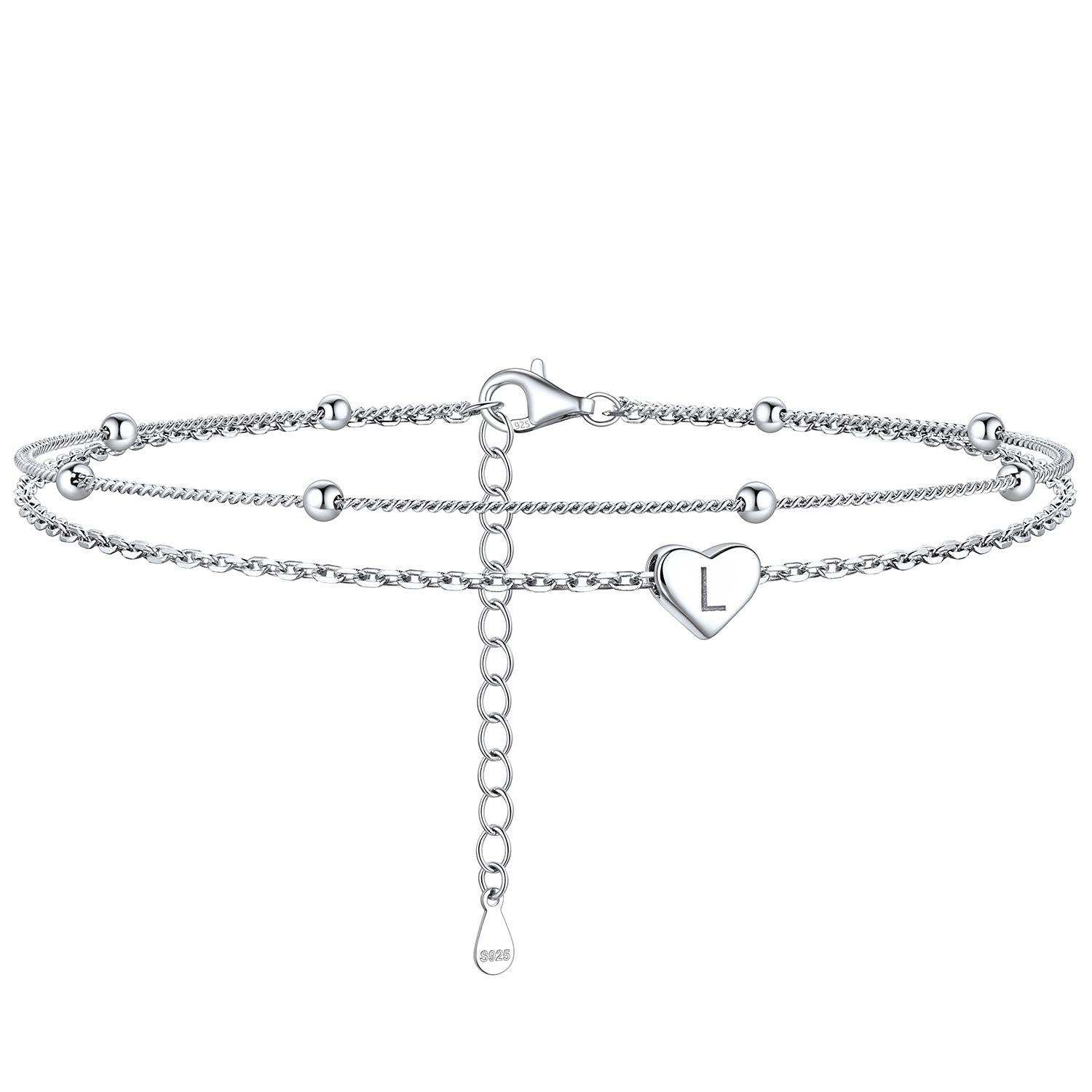 Anklet With Heart Letter L