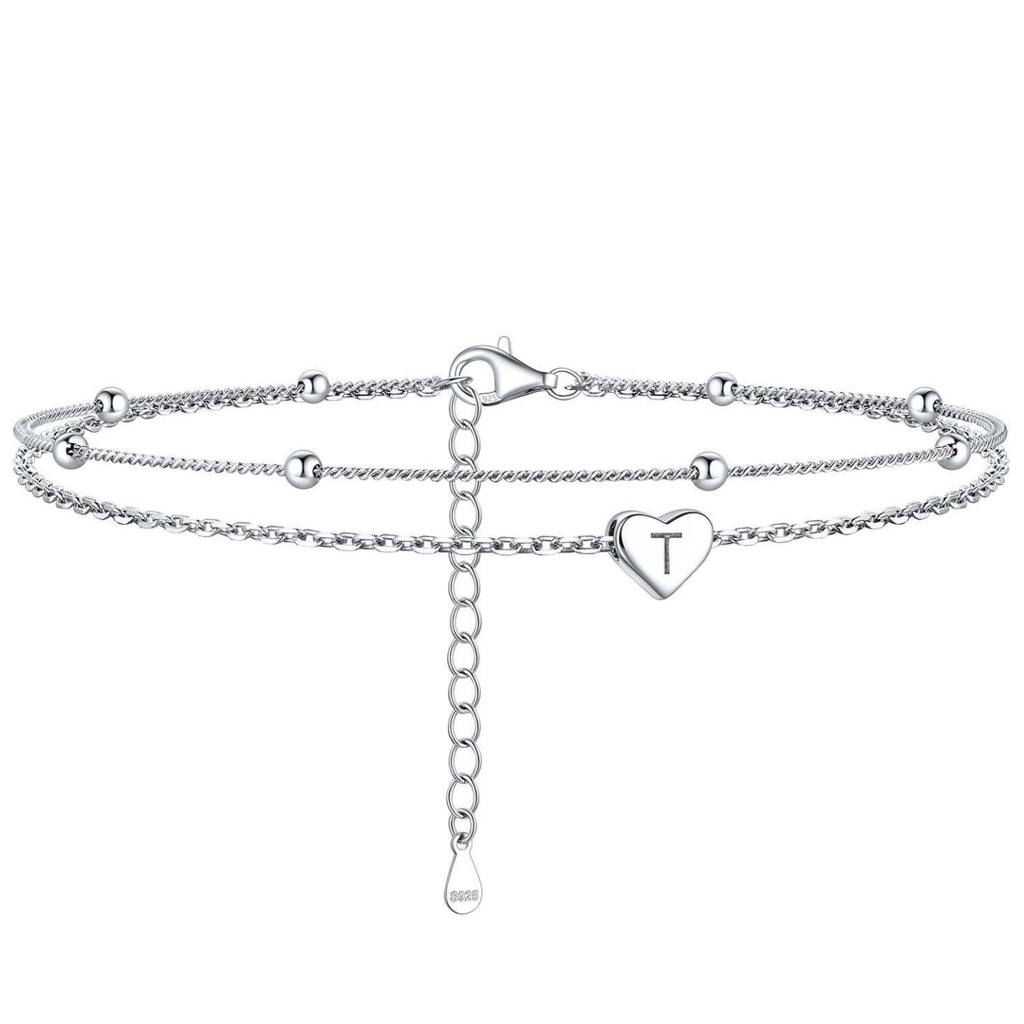 Anklet With Heart Letter T
