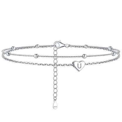 Anklet With Heart Letter U