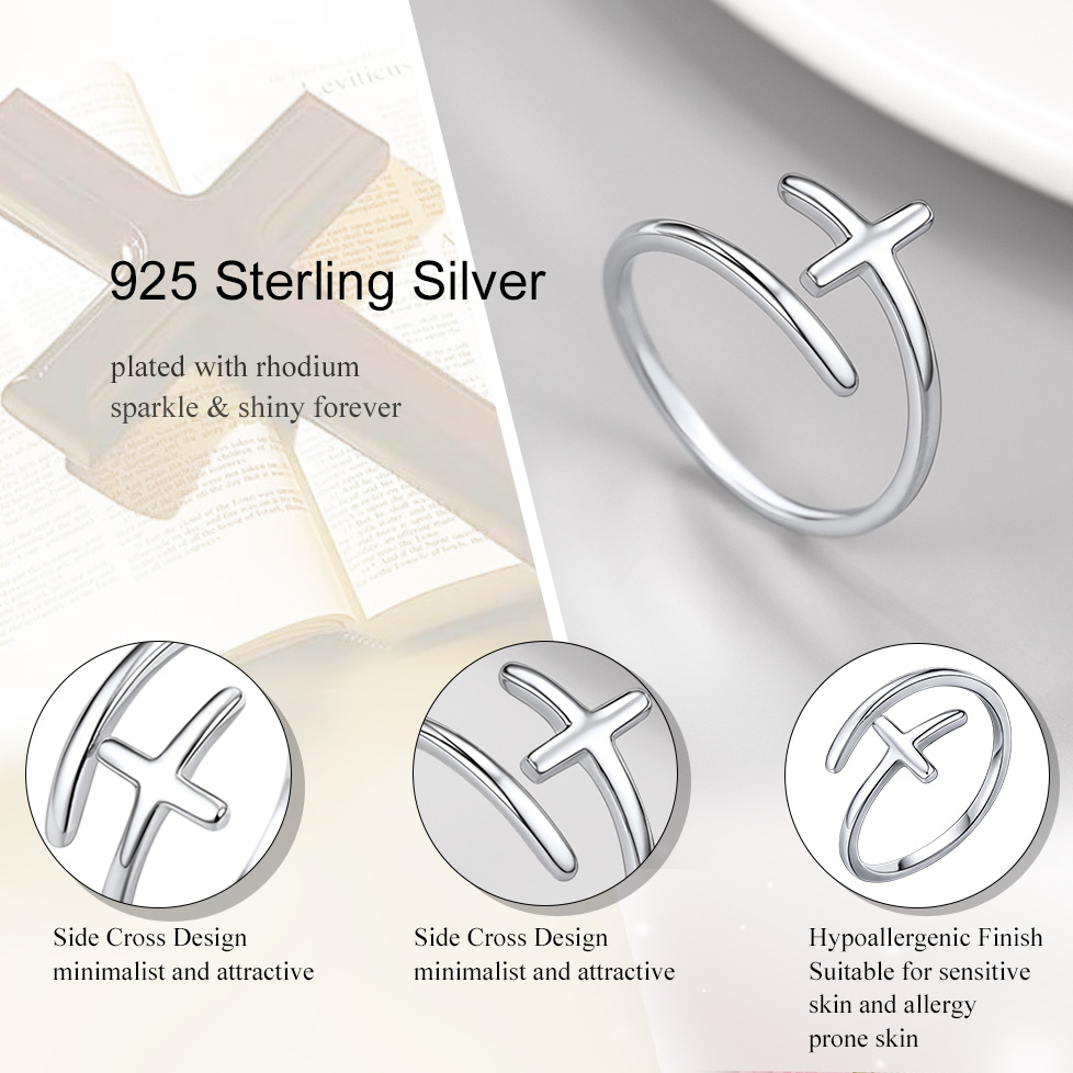 S925 Sterling Silver Infinity Cross Ring