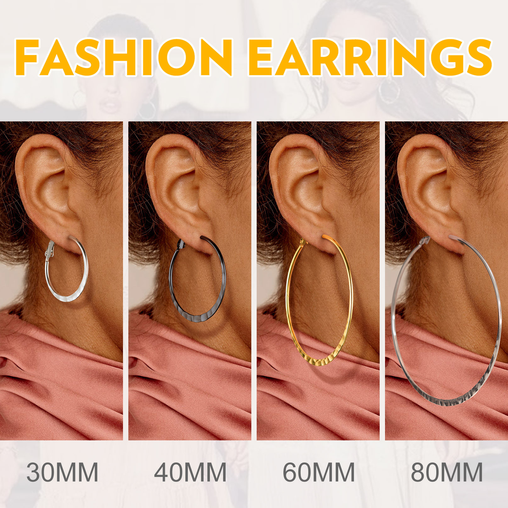 Hoop Earrings For Women Lightweight Stainless Steel