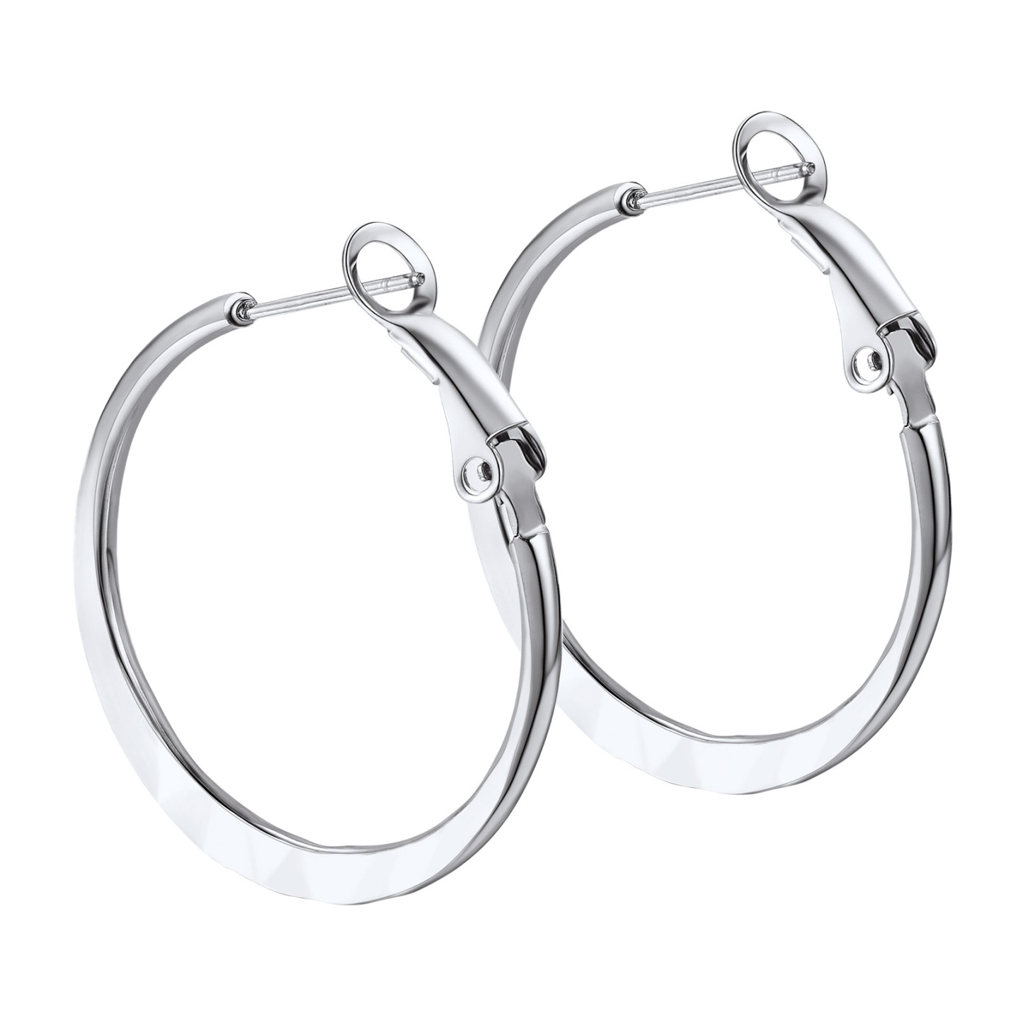 Hoop Earrings For Women Stainless Steel Hoops Lightweight Gothic Jewelry 30mm silver