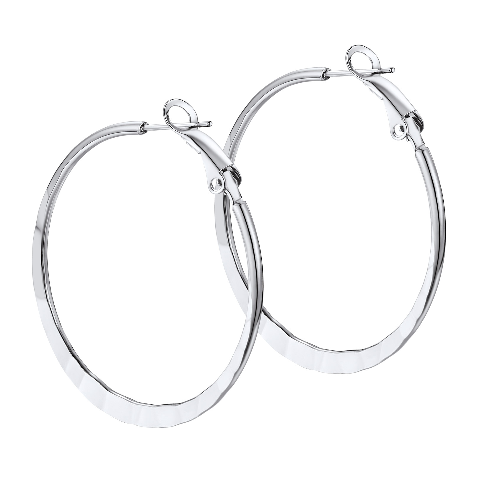 Hoop Earrings For Women Stainless Steel Hoops Lightweight Gothic Jewelry 40mm silver