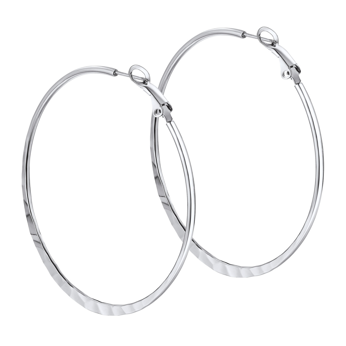 Hoop Earrings For Women Stainless Steel Hoops Lightweight Gothic Jewelry 60mm silver