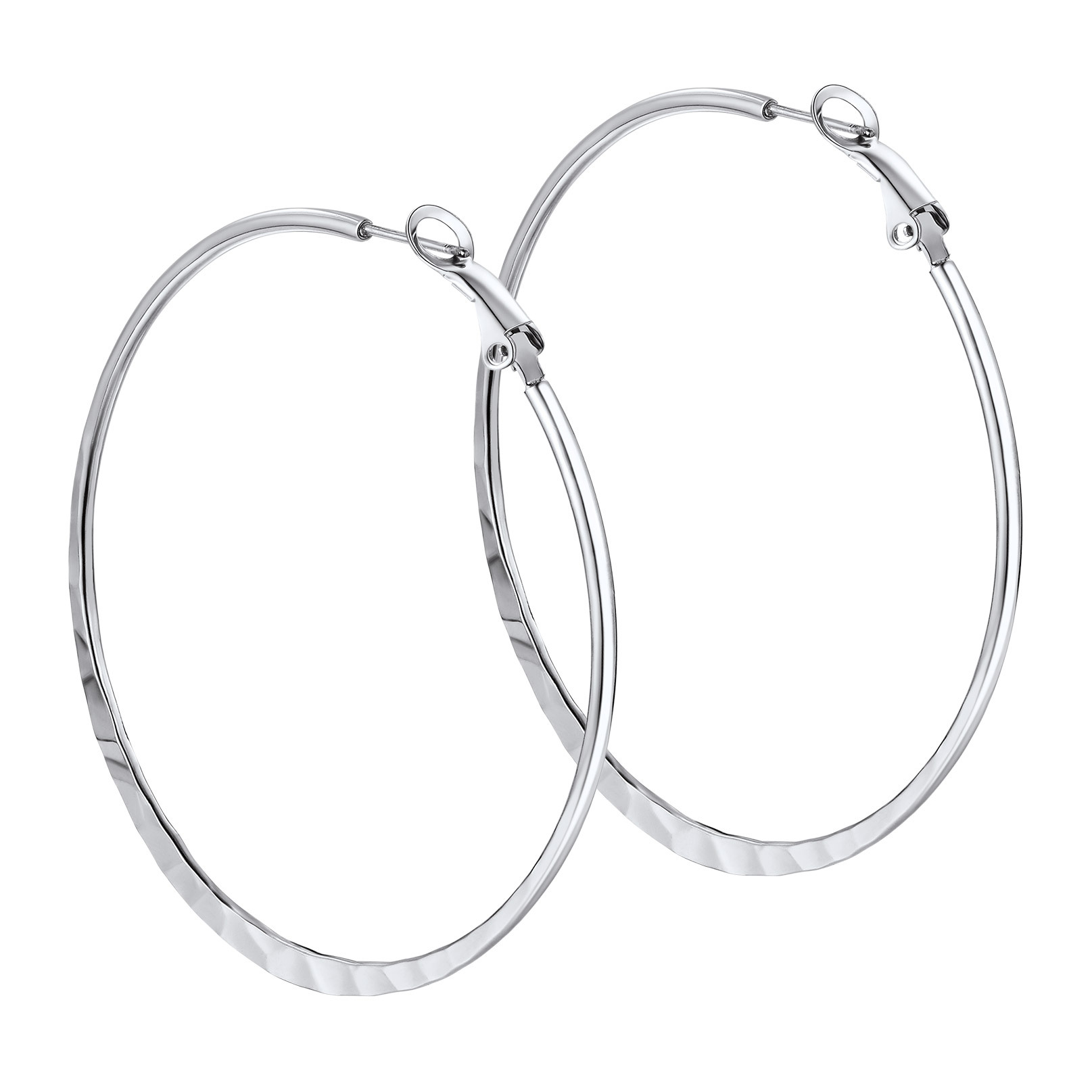 Hoop Earrings For Women Stainless Steel Hoops Lightweight Gothic Jewelry 60mm silver