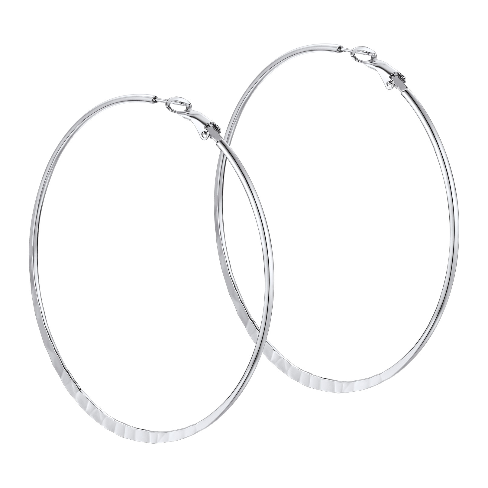 Hoop Earrings For Women Stainless Steel Hoops Lightweight Gothic Jewelry 80mm silver