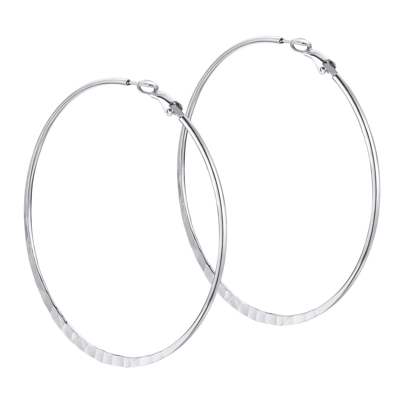 Hoop Earrings For Women Stainless Steel Hoops Lightweight Gothic Jewelry 80mm silver
